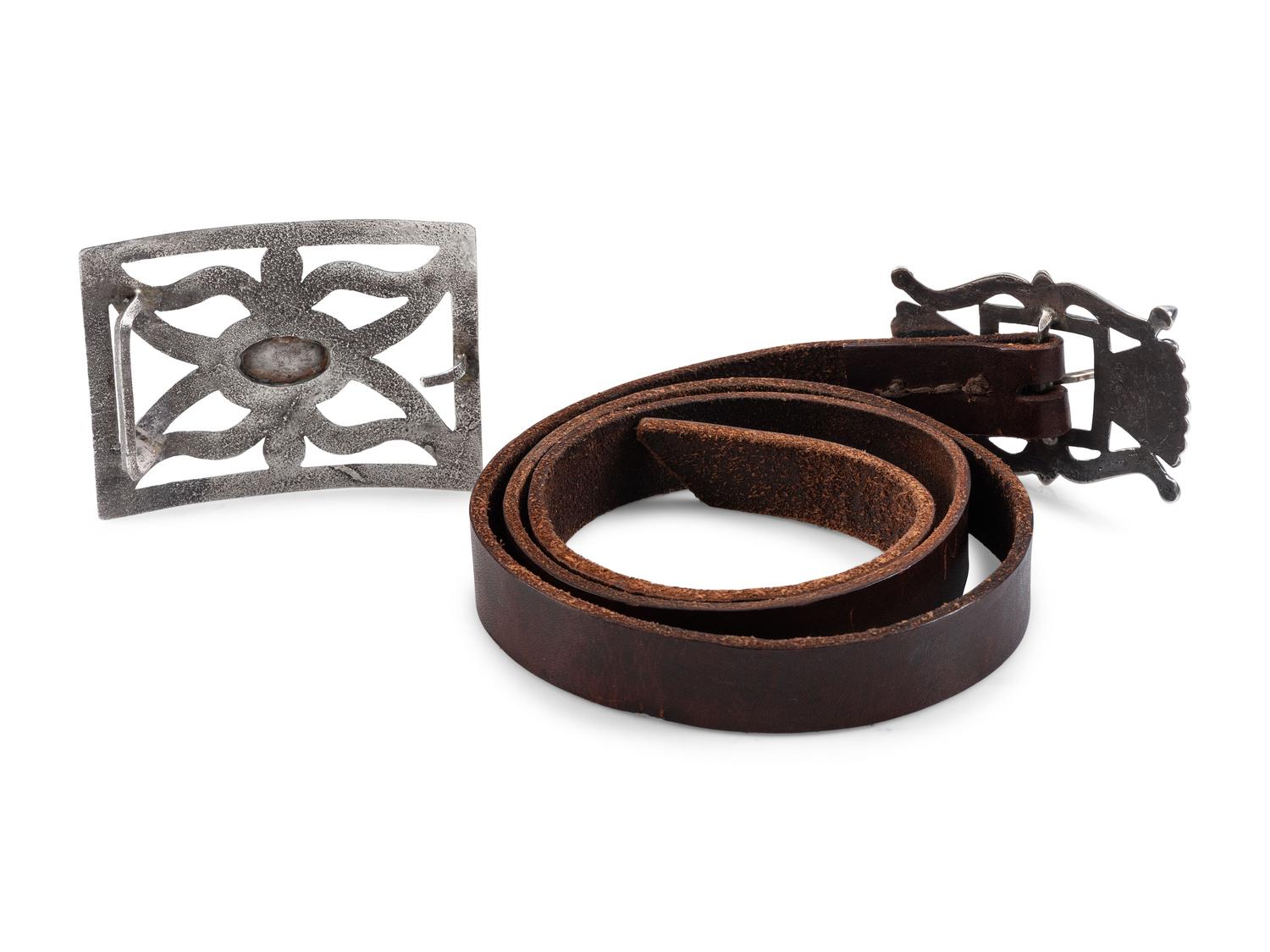 Navajo Sandcast Silver Belt Buckles