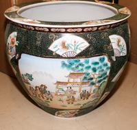 A Large Polychrome Enameled Porcelain Fish Bowl Diameter 20 inches. — 20TH CENTURY