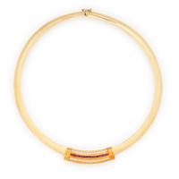 RUBY AND DIAMOND SLIDE PENDANT WITH YELLOW GOLD OMEGA CHAIN
