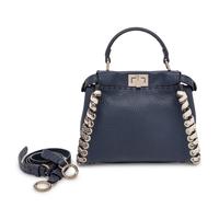 Fendi, Mini Peekaboo Bag in Navy Leather & Python