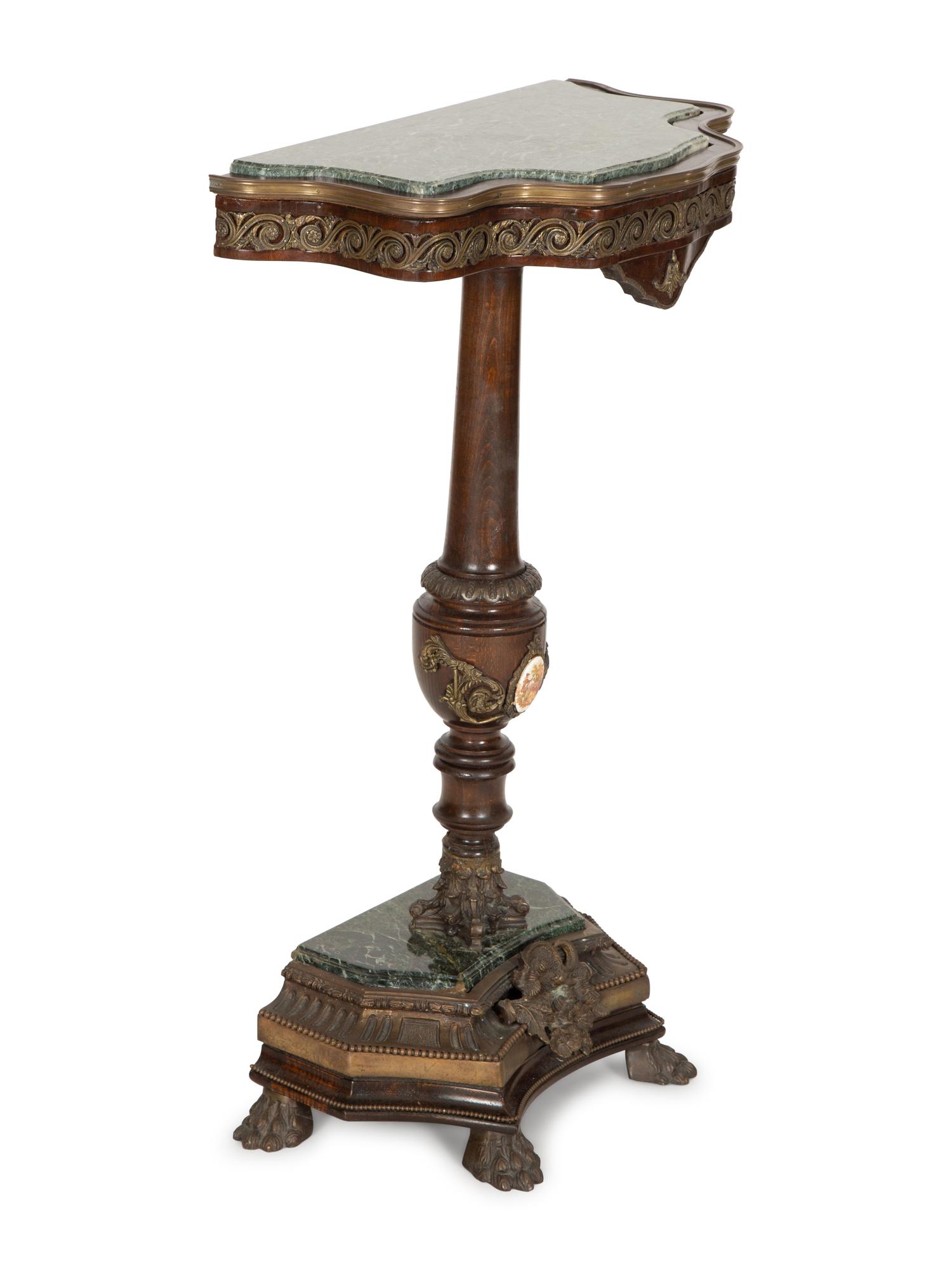 A Napoleon III Brass Mounted Table with Green Marble Inset Top and Base — 20th Century