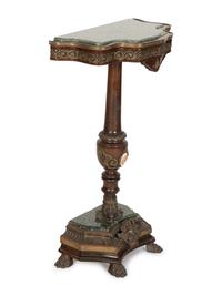A Napoleon III Brass Mounted Table with Green Marble Inset Top and Base — 20th Century