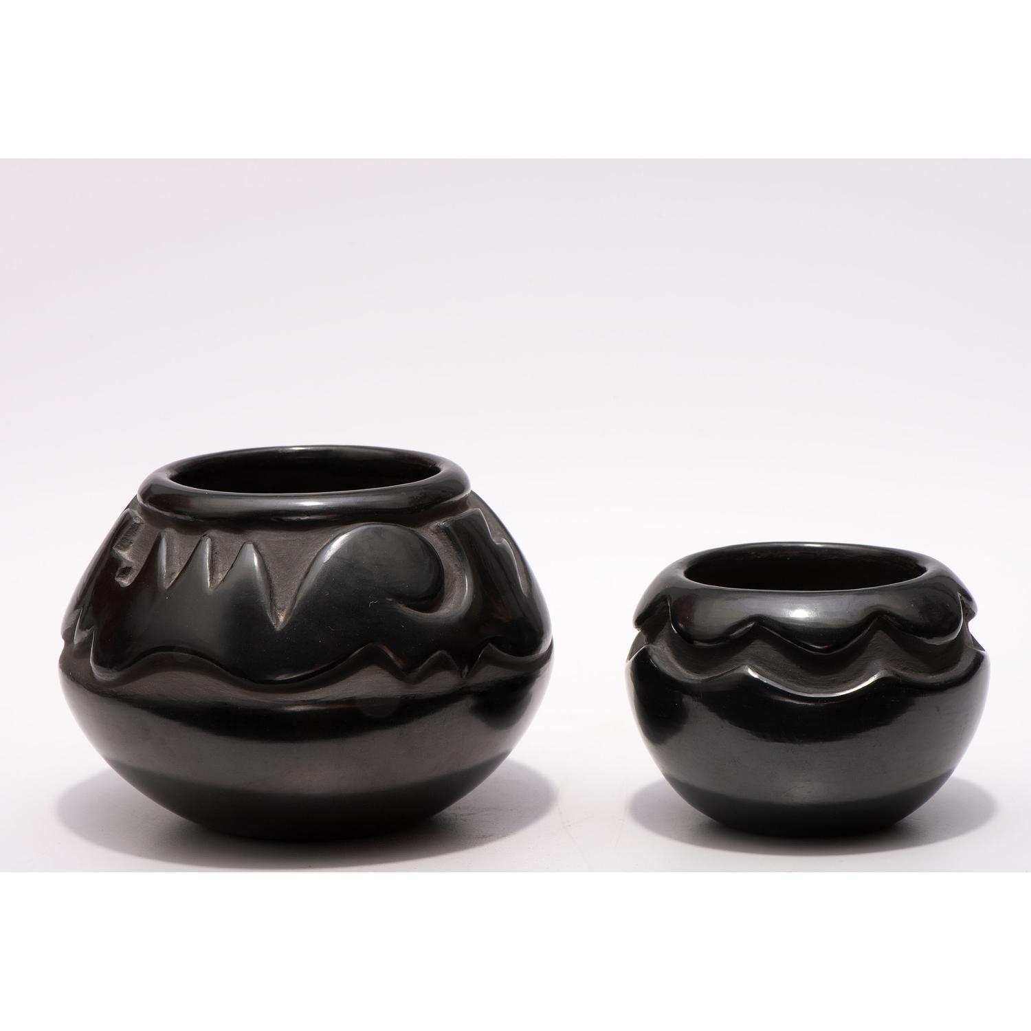 Carved Blackware Jars