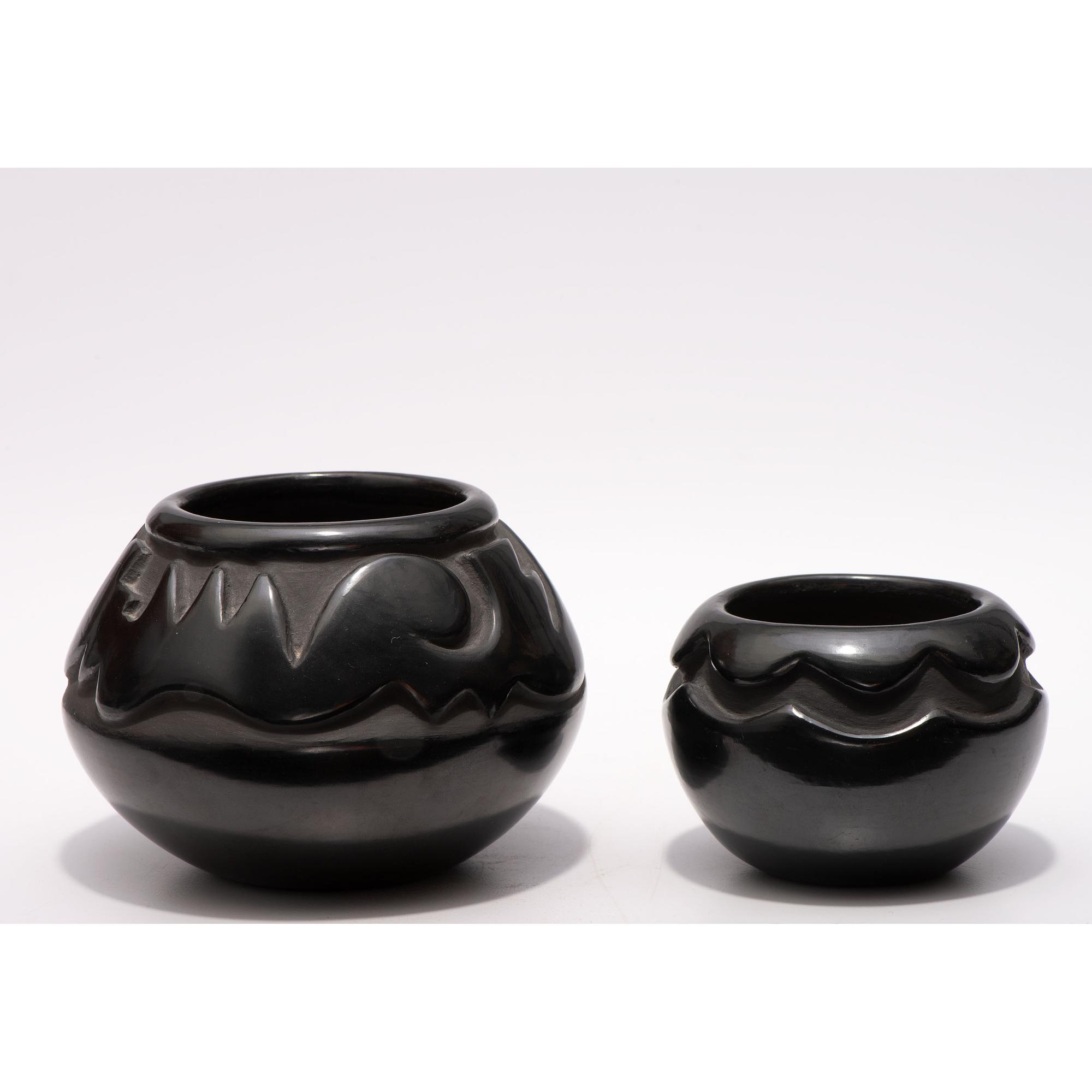 Carved Blackware Jars