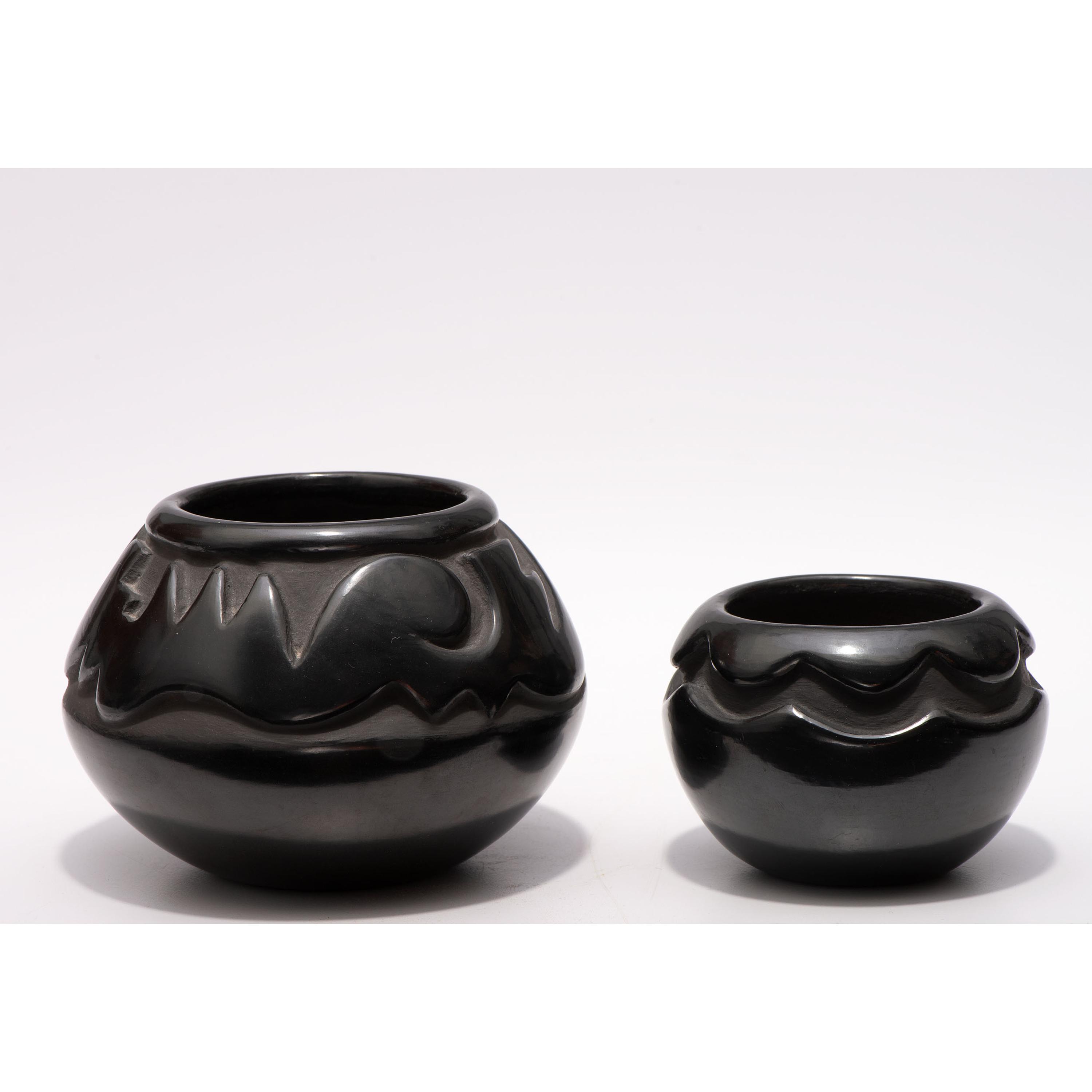 Carved Blackware Jars