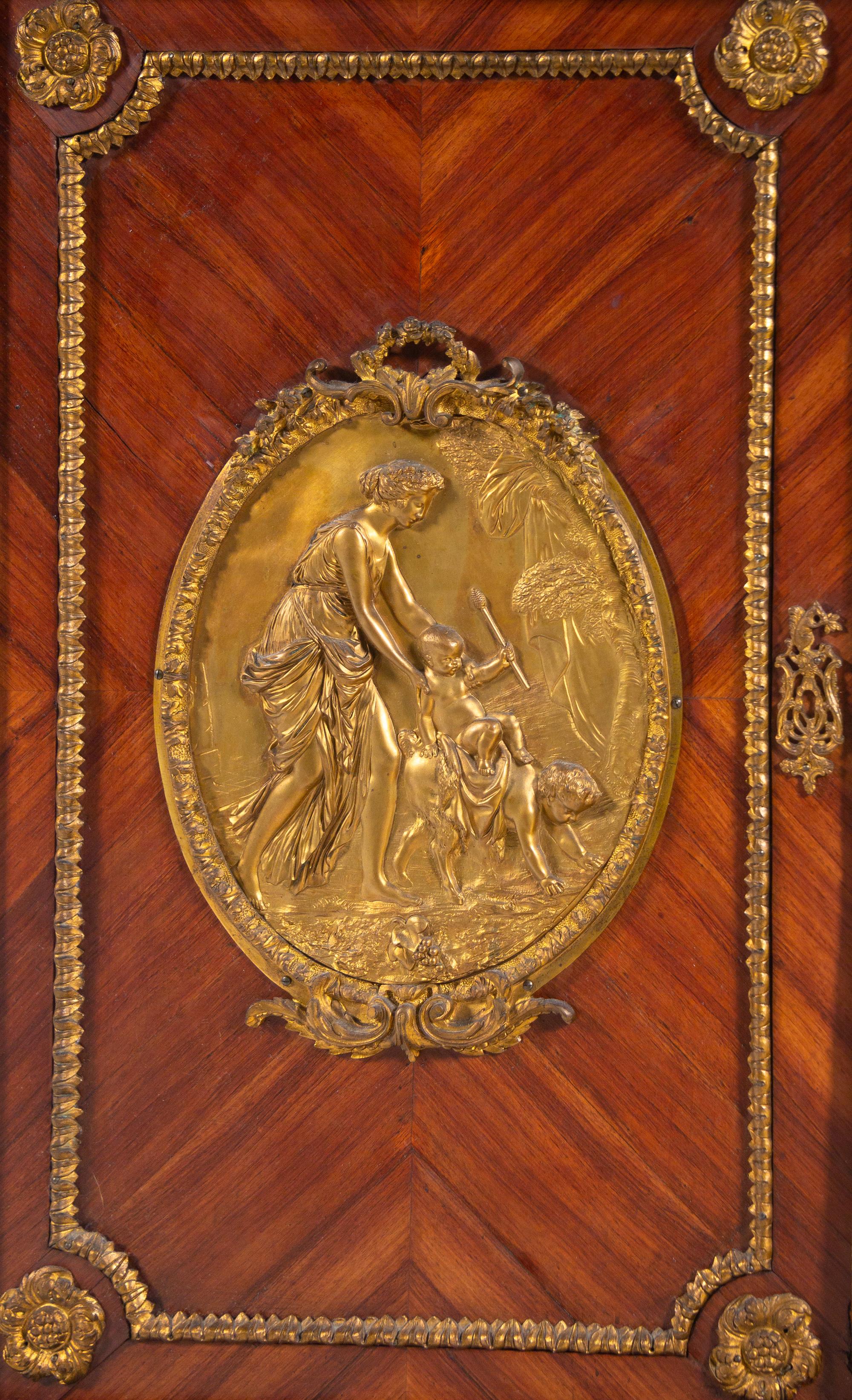 A Louis XVI Style Gilt Bronze Mounted Kingwood Marble-Top Cabinet by Befort Jeune (Mathieu Befort, 1813-1880)