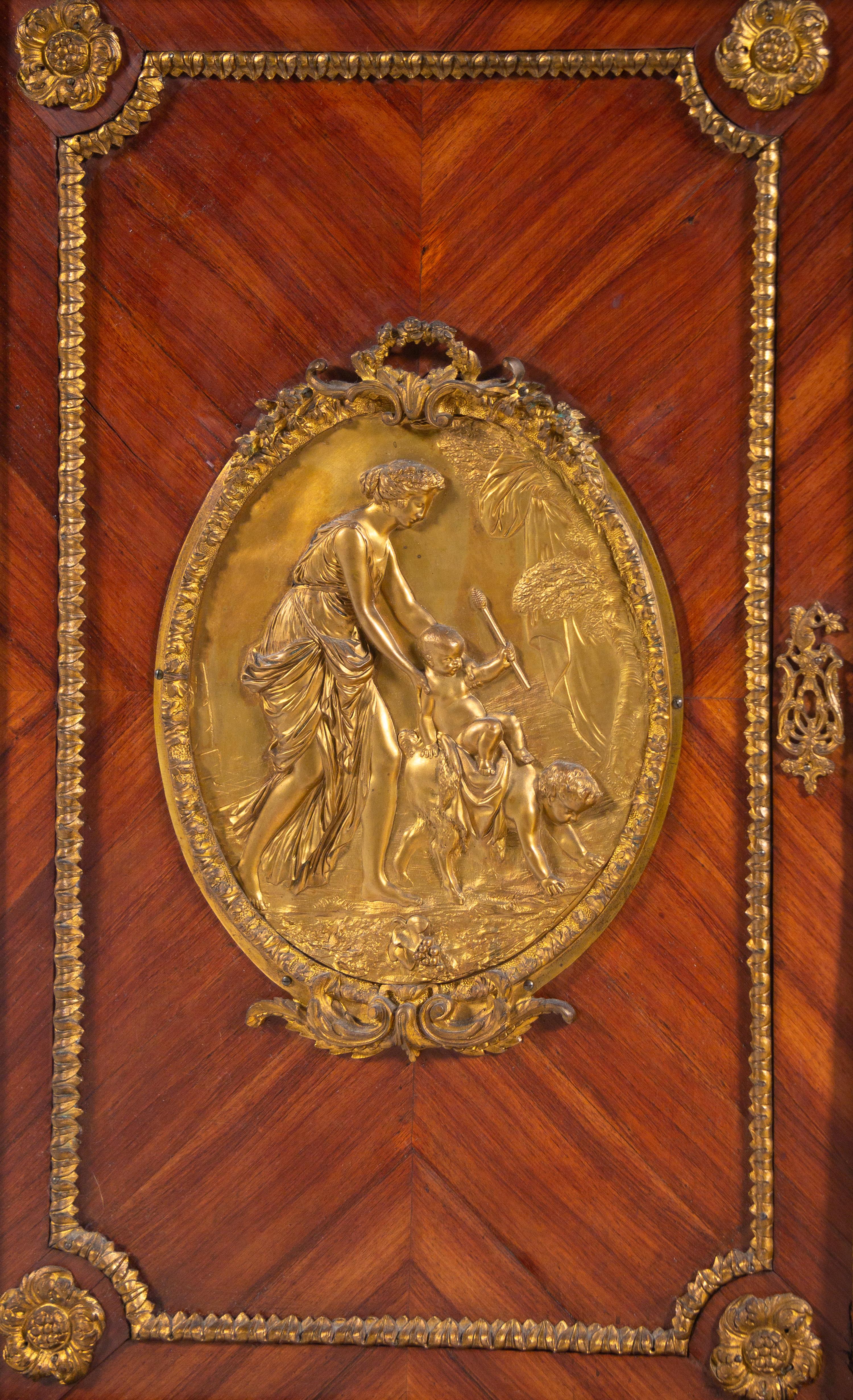 A Louis XVI Style Gilt Bronze Mounted Kingwood Marble-Top Cabinet by Befort Jeune (Mathieu Befort, 1813-1880)