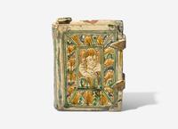 A Continental Faience Pottery Book-Form Flask