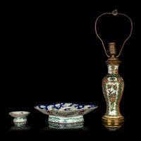 Three Chinese Famille Rose Porcelain Articles