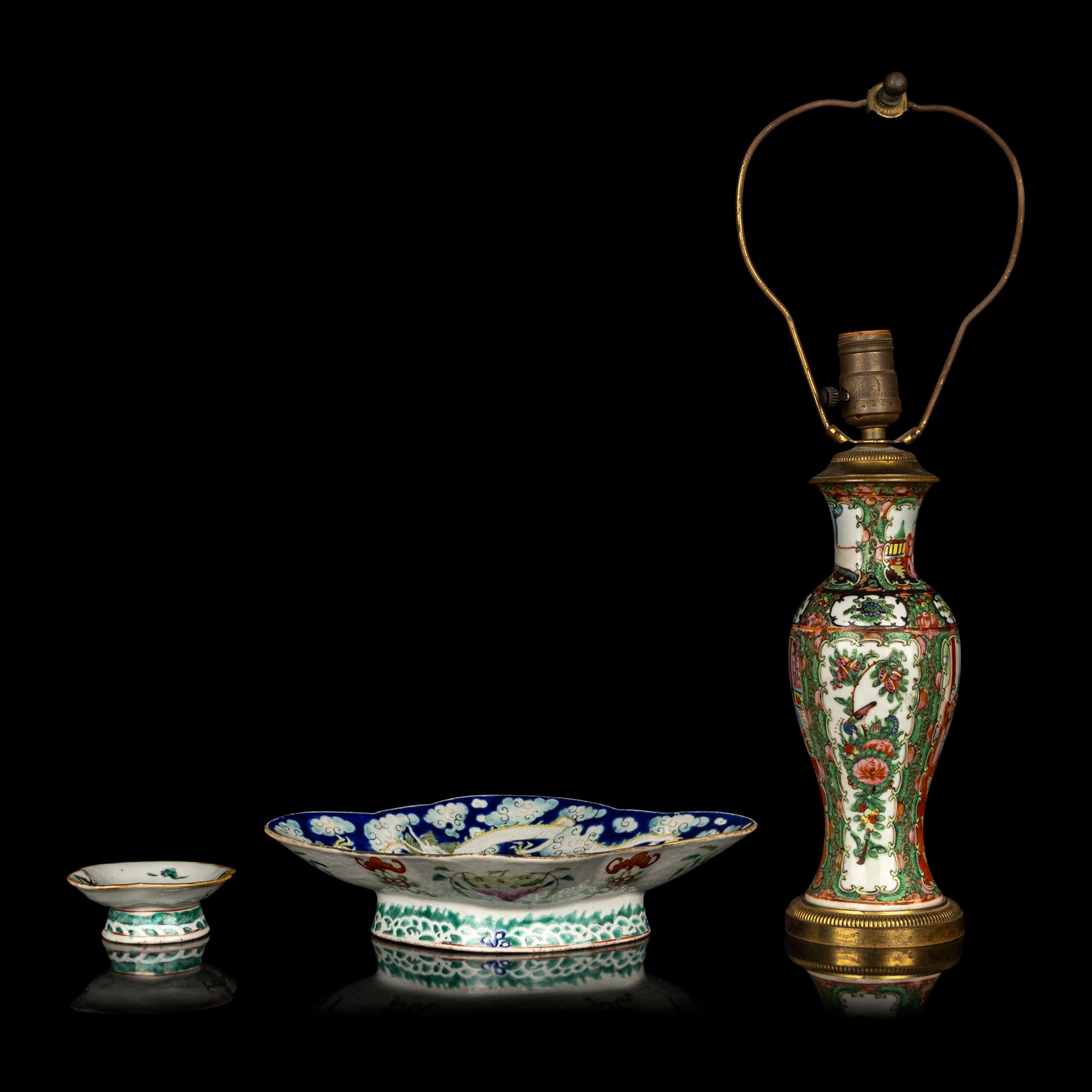 Three Chinese Famille Rose Porcelain Articles