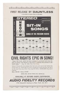 [CIVIL RIGHTS]. CORE Sit-In Songs . New York: Congress of Racial Equality, 1962.