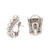 DIAMOND AND CULTURED PEARL EARCLIPS