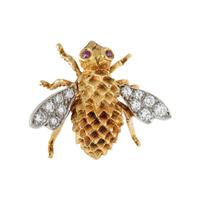 HERBERT ROSENTHAL, DIAMOND AND RUBY BEE BROOCH