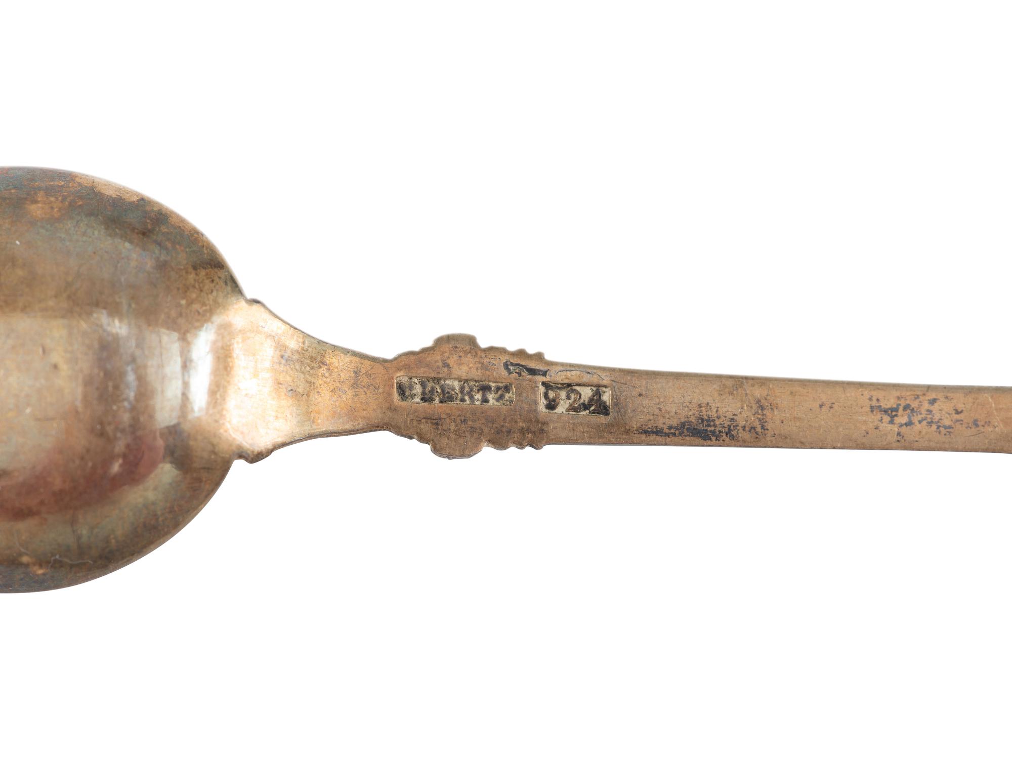 Seventeen Enameled Silver and Silver Gilt Serving Spoons and Souvenir Spoons