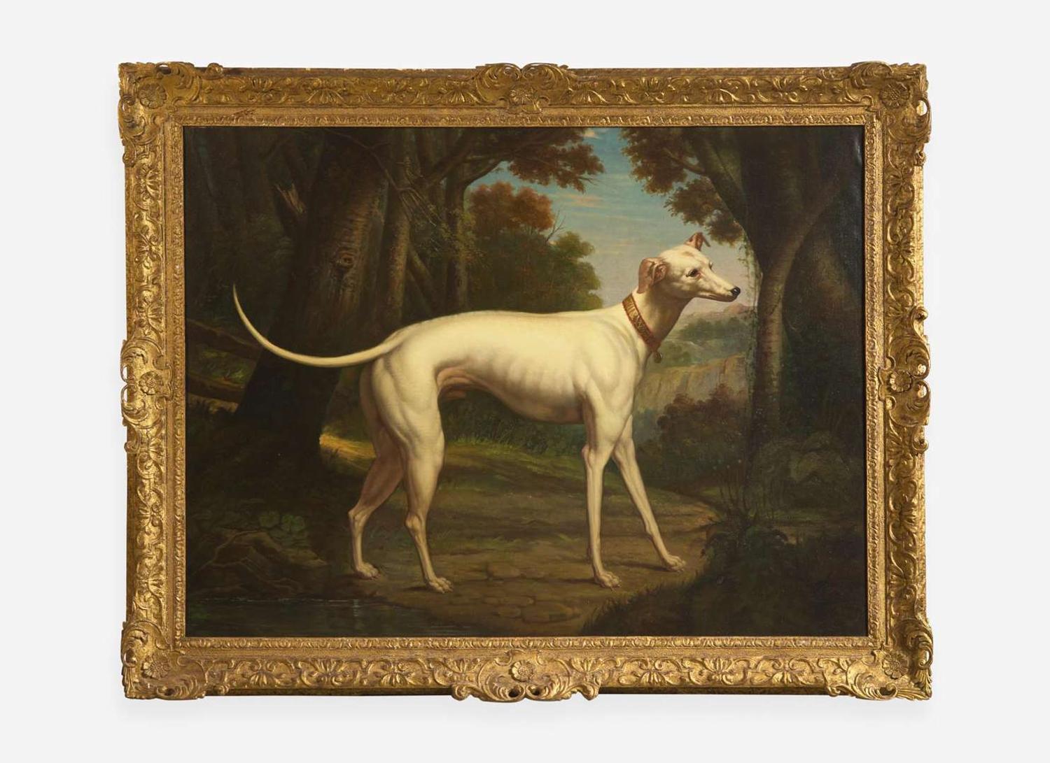 Circle of Jean-Baptiste Oudry (French 1656-1755) - White Greyhound in a Landscape