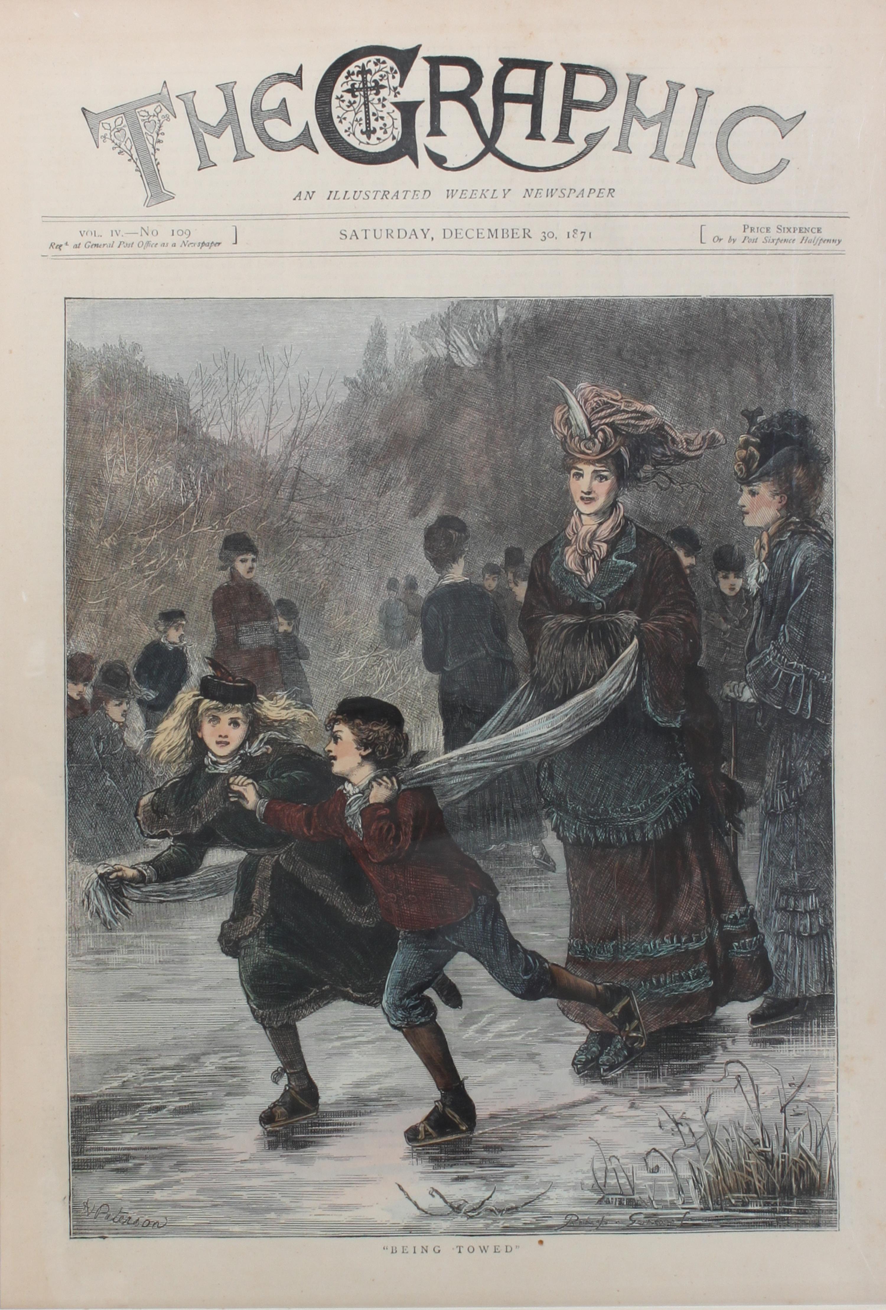 Six Hand Colored Winter Sports Prints Height 15 x width 10 inches (largest) — LATE 19th CENTURY