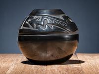 Carved Blackware Pottery Jar