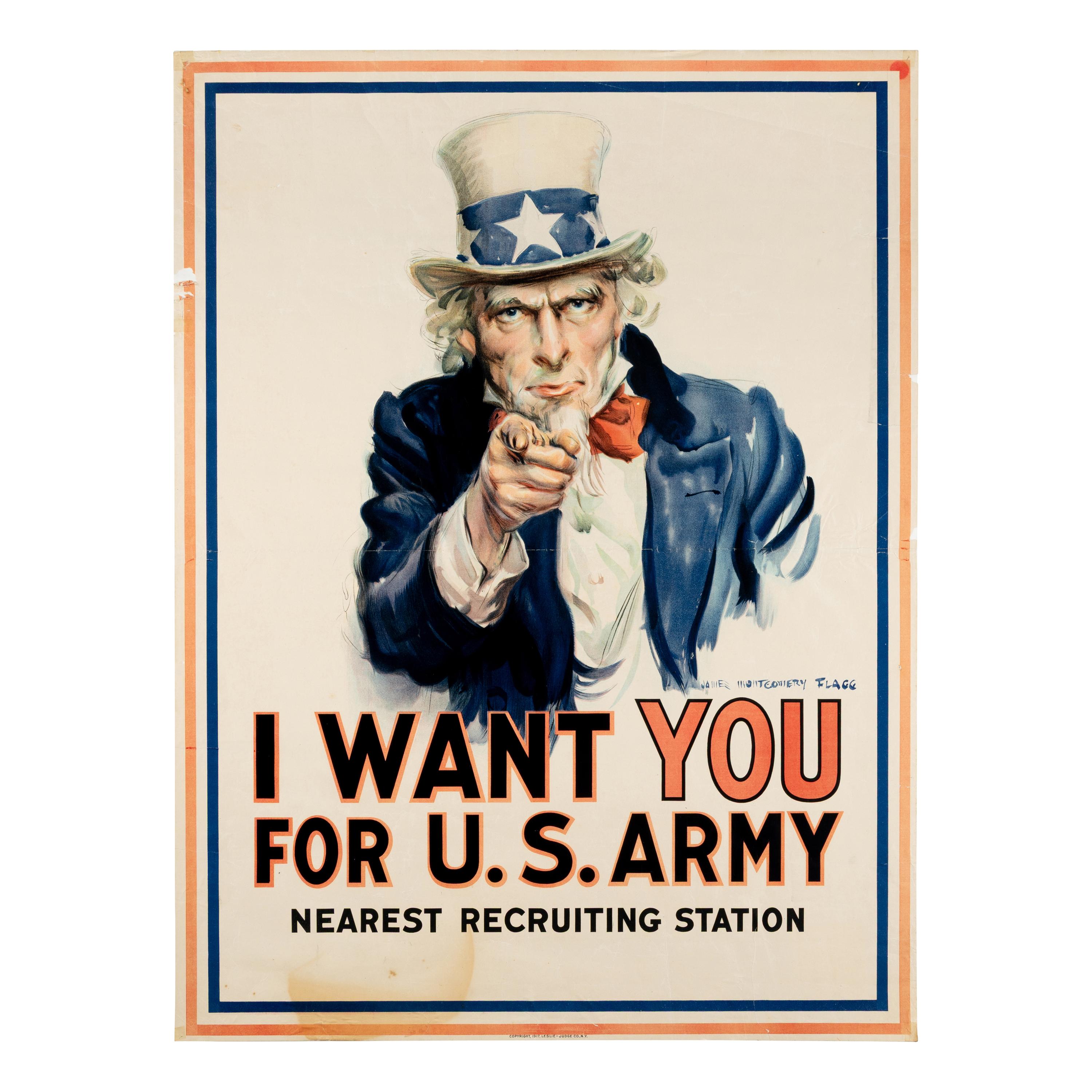[WWI]. Flagg, James Montgomery (1877-1960). I Want YOU For U.S. Army . New York: Leslie-Judge Co., 1917.