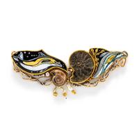 MARIANNE HUNTER, GOLD, SILVER, PEARL, AND ENAMEL NECKLACE
