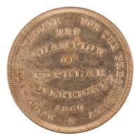 [POLITICS]. Stephen A. Douglas and Hershel Johnson, back-to-back campaign ferrotype badge and brass presidential token. 1860.