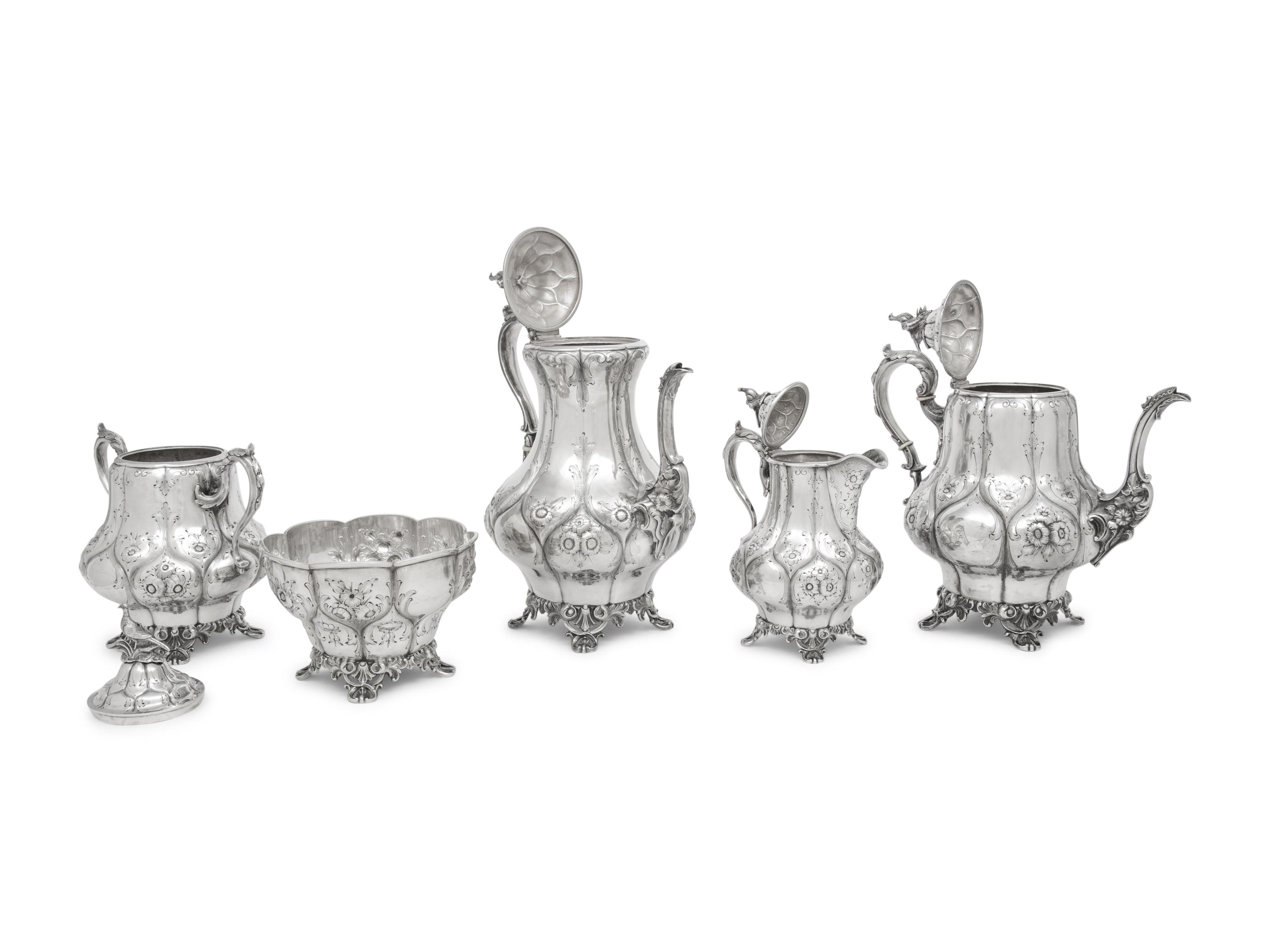 An American Silver Five-Piece Tea and Coffee Service