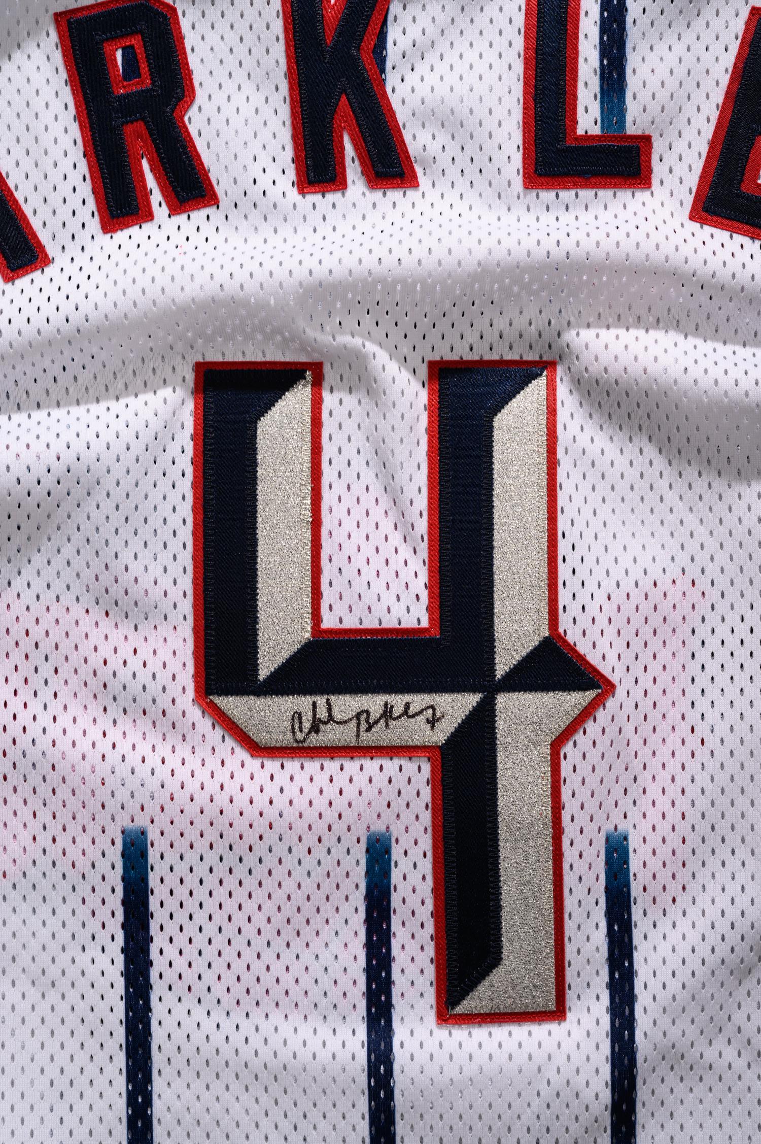 A Group of Magic Johnson and Charles Barkley Signed NBA Hall of Fame Jerseys Basketball Sourced from Michael Jordan's J.U.M.P. Agency,