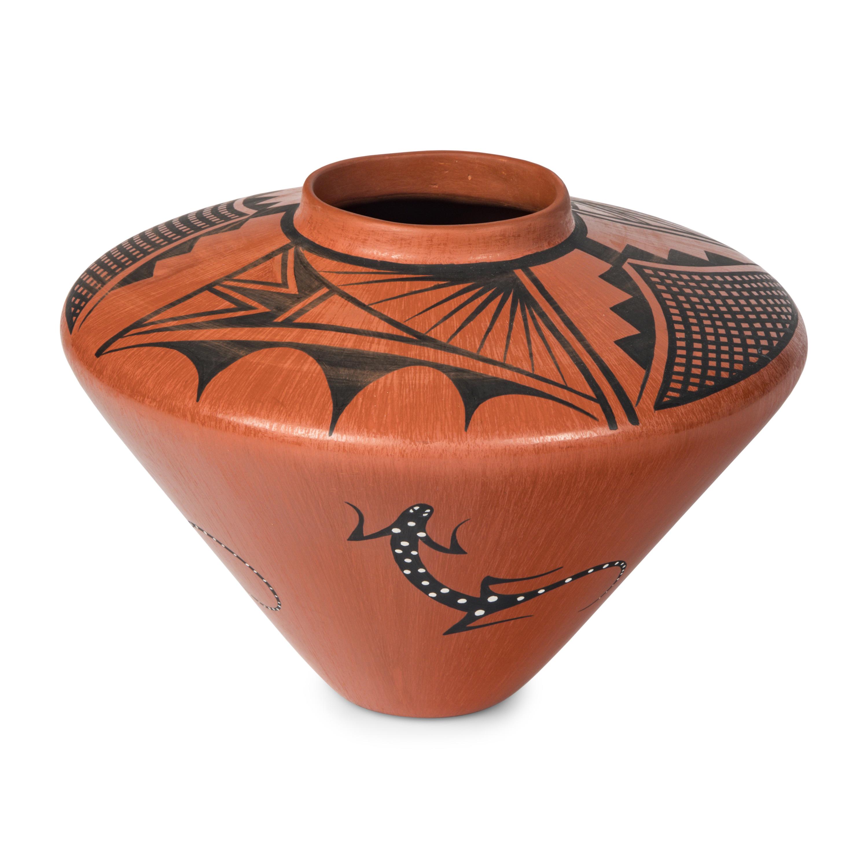 Hopi Redware Pottery Jar, with Lizards