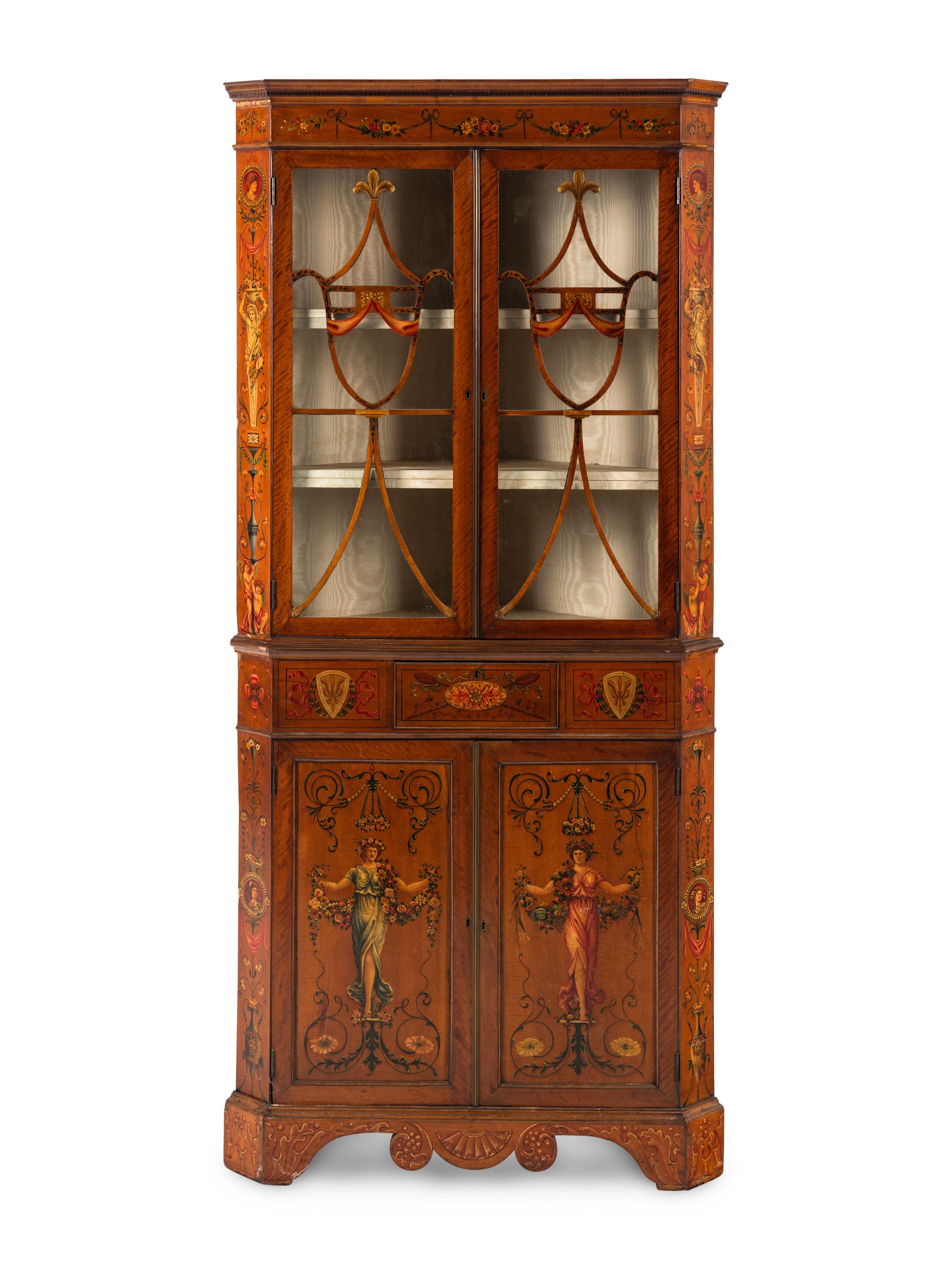 An Edwardian Painted Corner Cabinet
