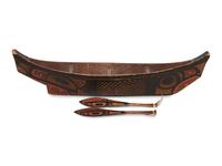 Haida Model Canoe and Paddles