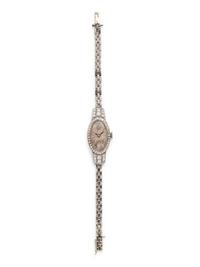 An Art Deco White Gold and Diamond Wristwatch, Rolex,