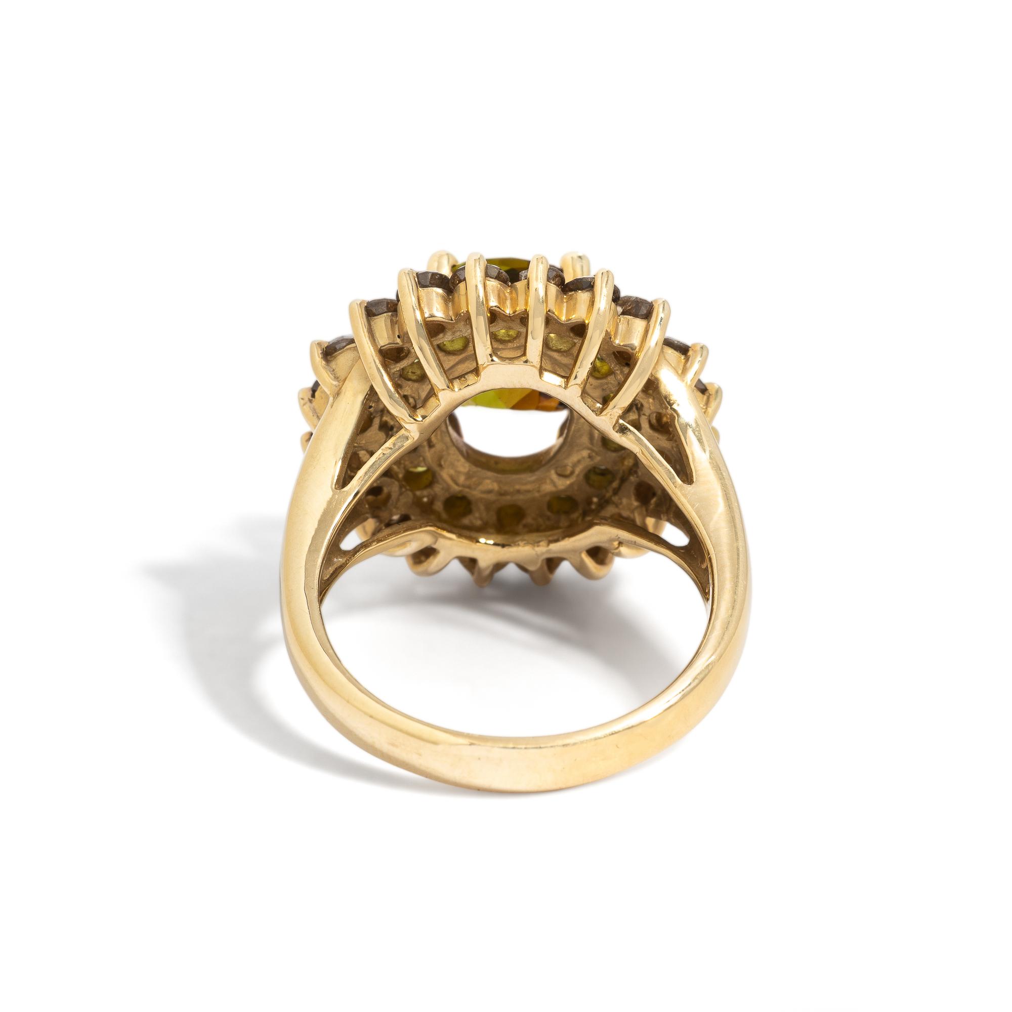 TOURMALINE AND COLORED DIAMOND RING