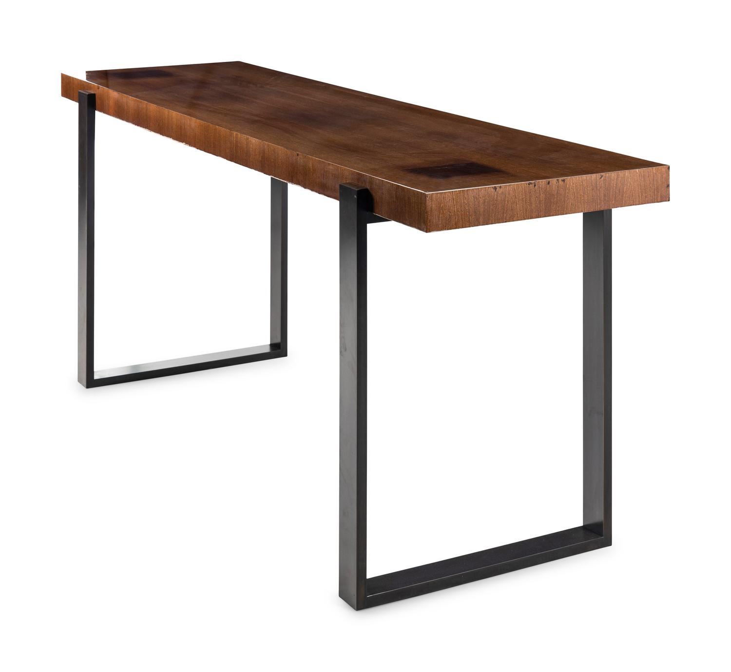 A Contemporary Bronze and Hardwood Console Table