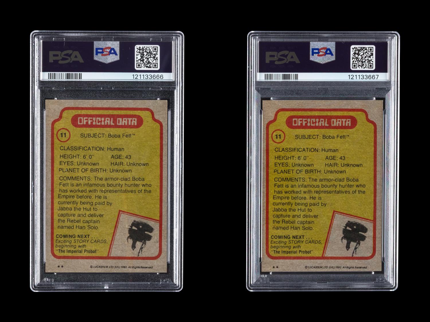 A Group of Two 1980 Topps Star Wars The Empire Strikes Back Boba Fett Rookie Cards (PSA 9 MINT)