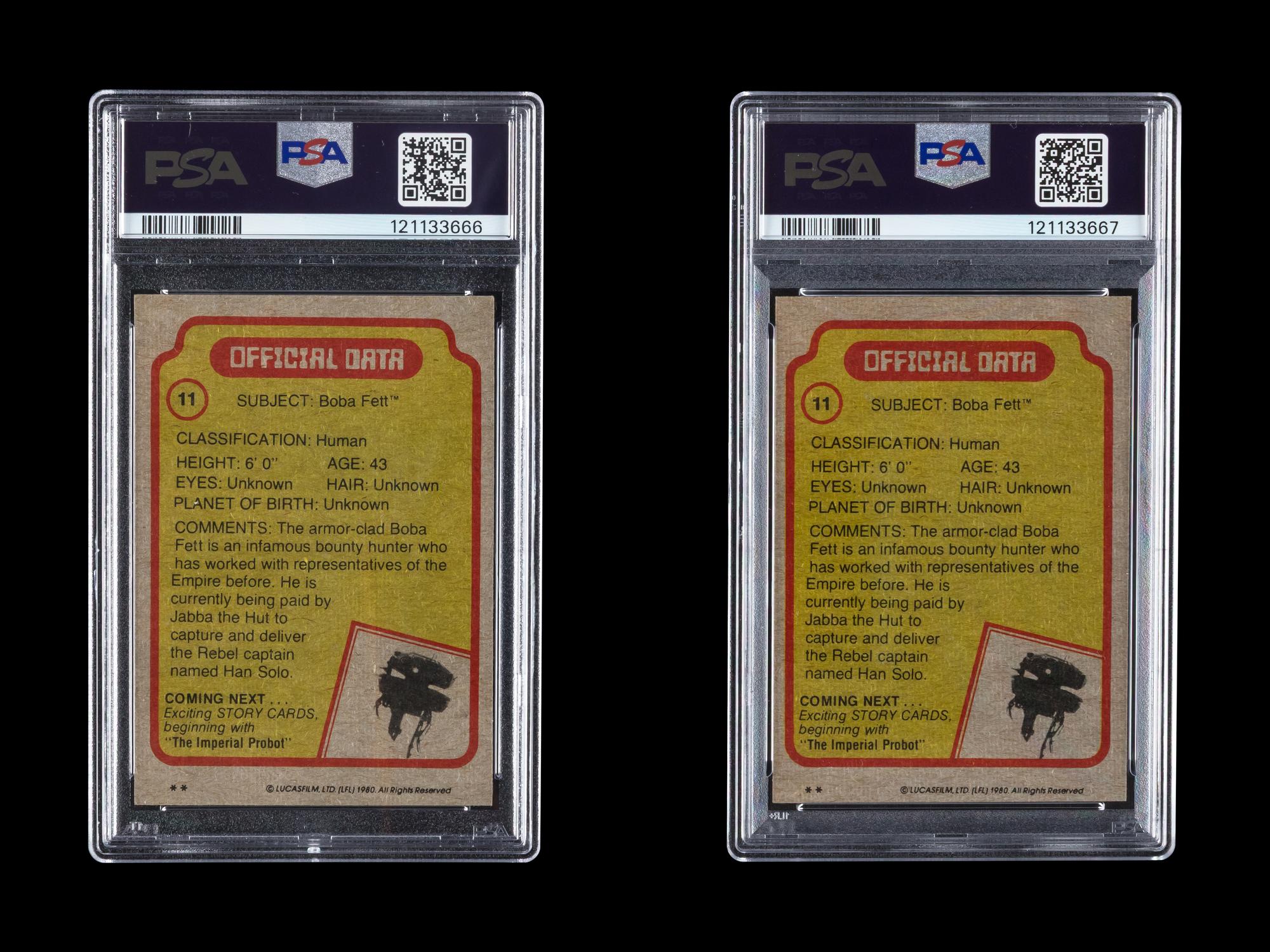 A Group of Two 1980 Topps Star Wars The Empire Strikes Back Boba Fett Rookie Cards (PSA 9 MINT)