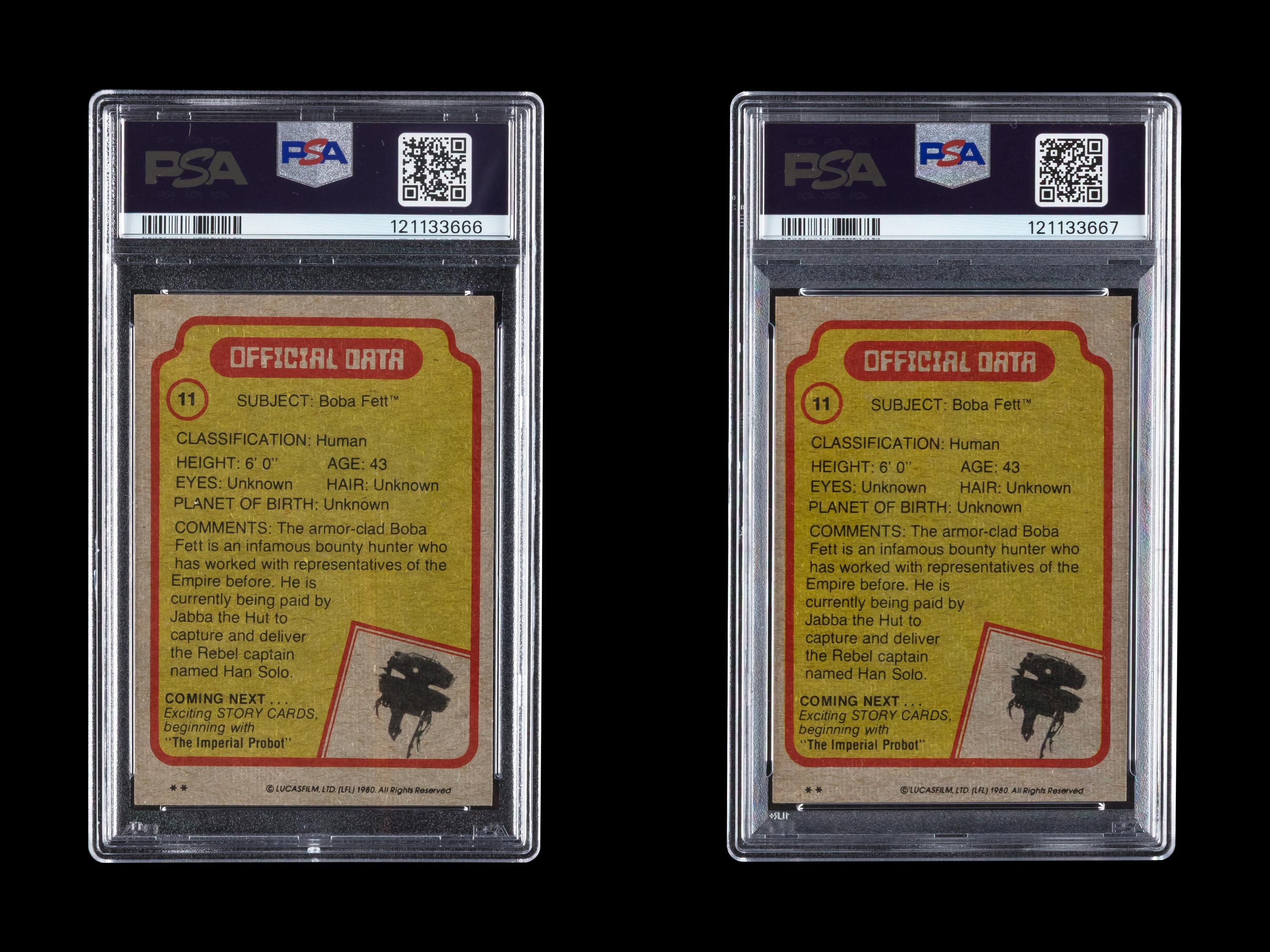 A Group of Two 1980 Topps Star Wars The Empire Strikes Back Boba Fett Rookie Cards (PSA 9 MINT)