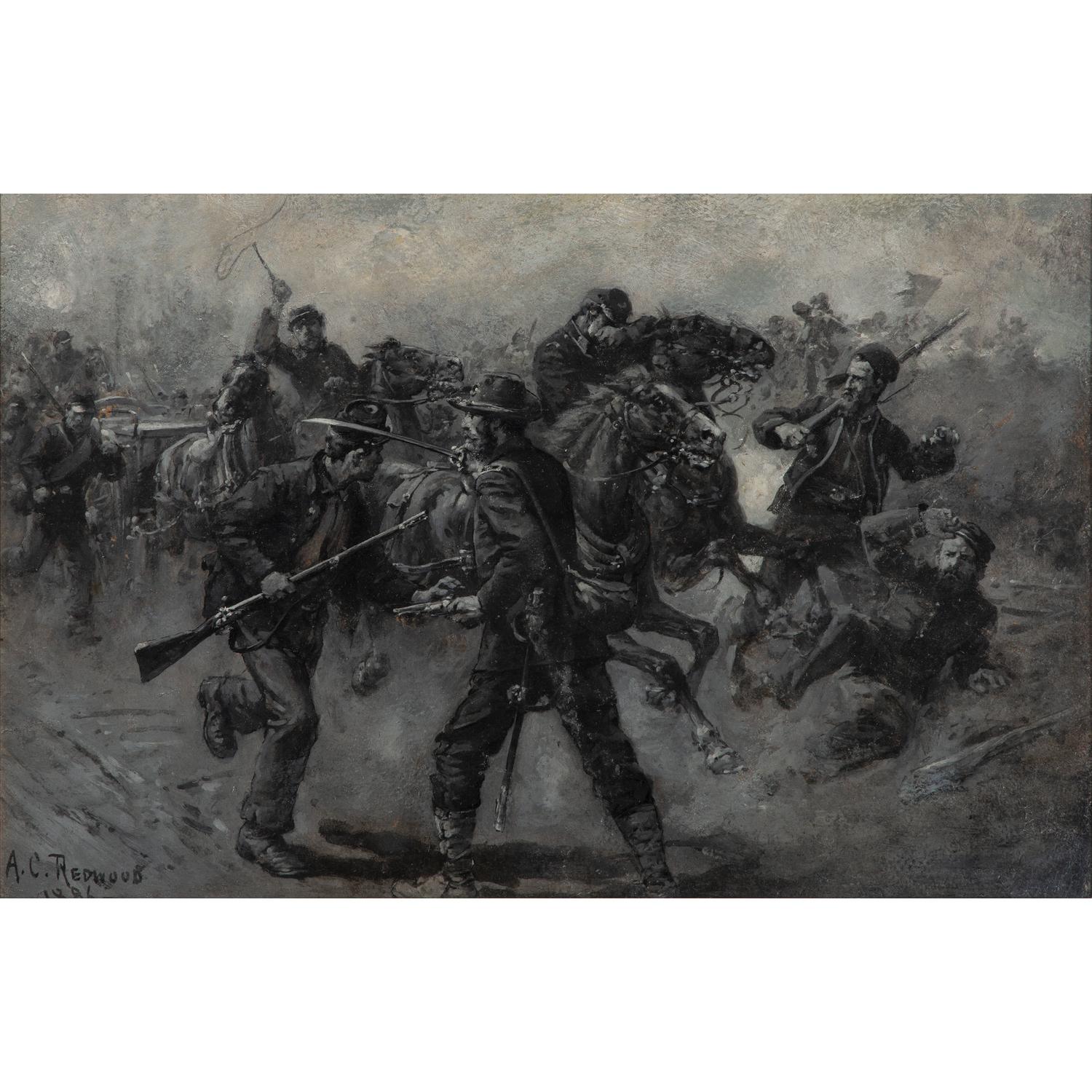 Stampede of the 11th Corps on the Plank Road, Oil Painting by Allen C. Redwood, 1886