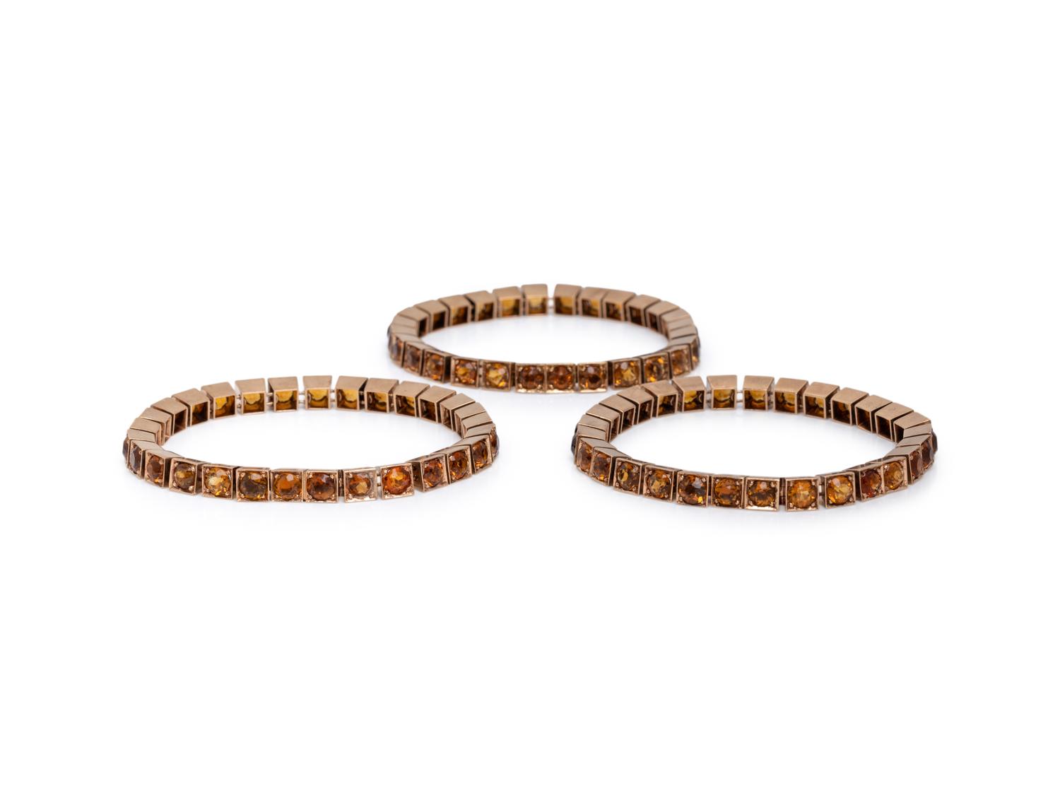 SET OF ROSE GOLD AND CITRINE BRACELETS