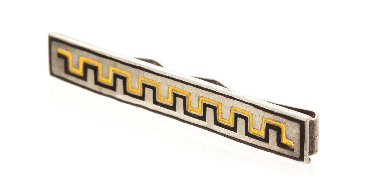 A Sterling Silver and Polychrome Enamel Tie Bar, Margot de Taxco, 10.60 dwts.