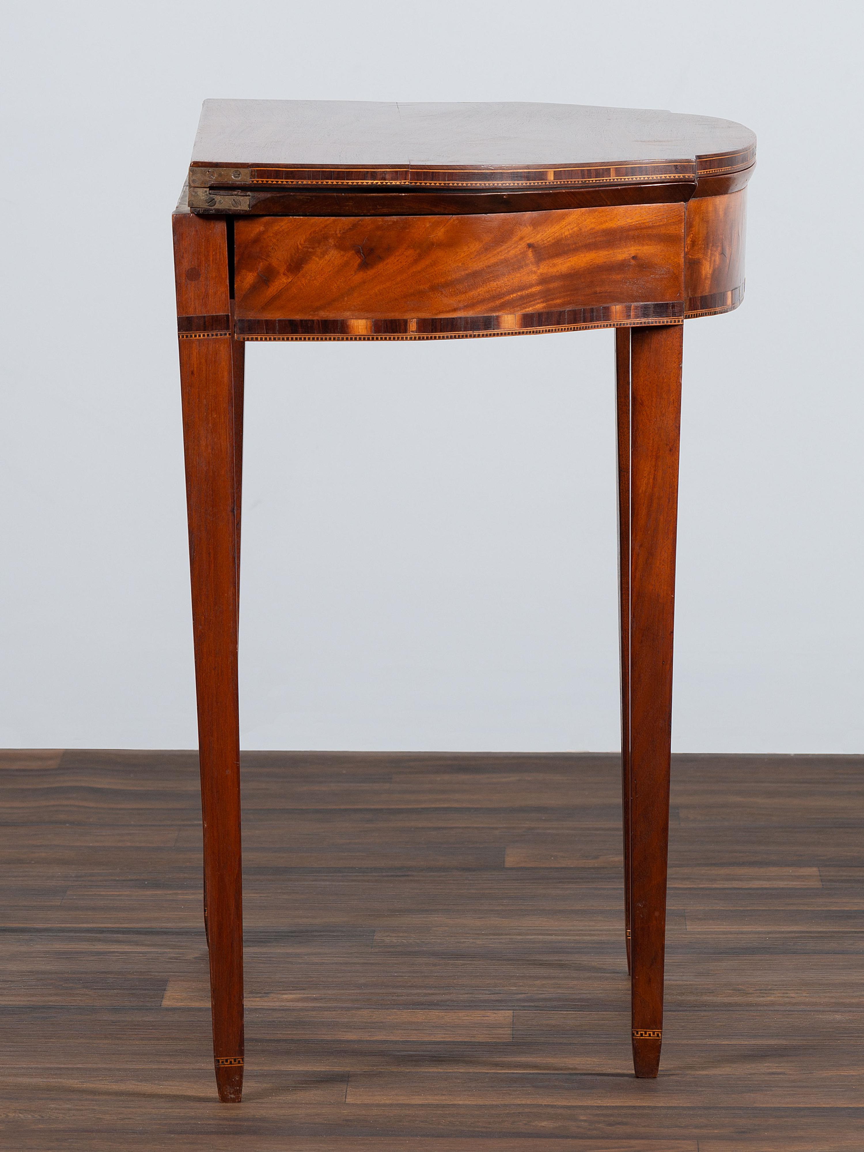 A Federal Inlaid Mahogany Demi-Lune Game Table