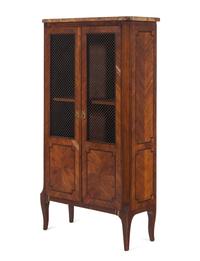 A Louis XV/XVI Transitional Style Tulipwood Breche d'Alep Marble-Top Bibliothèque
