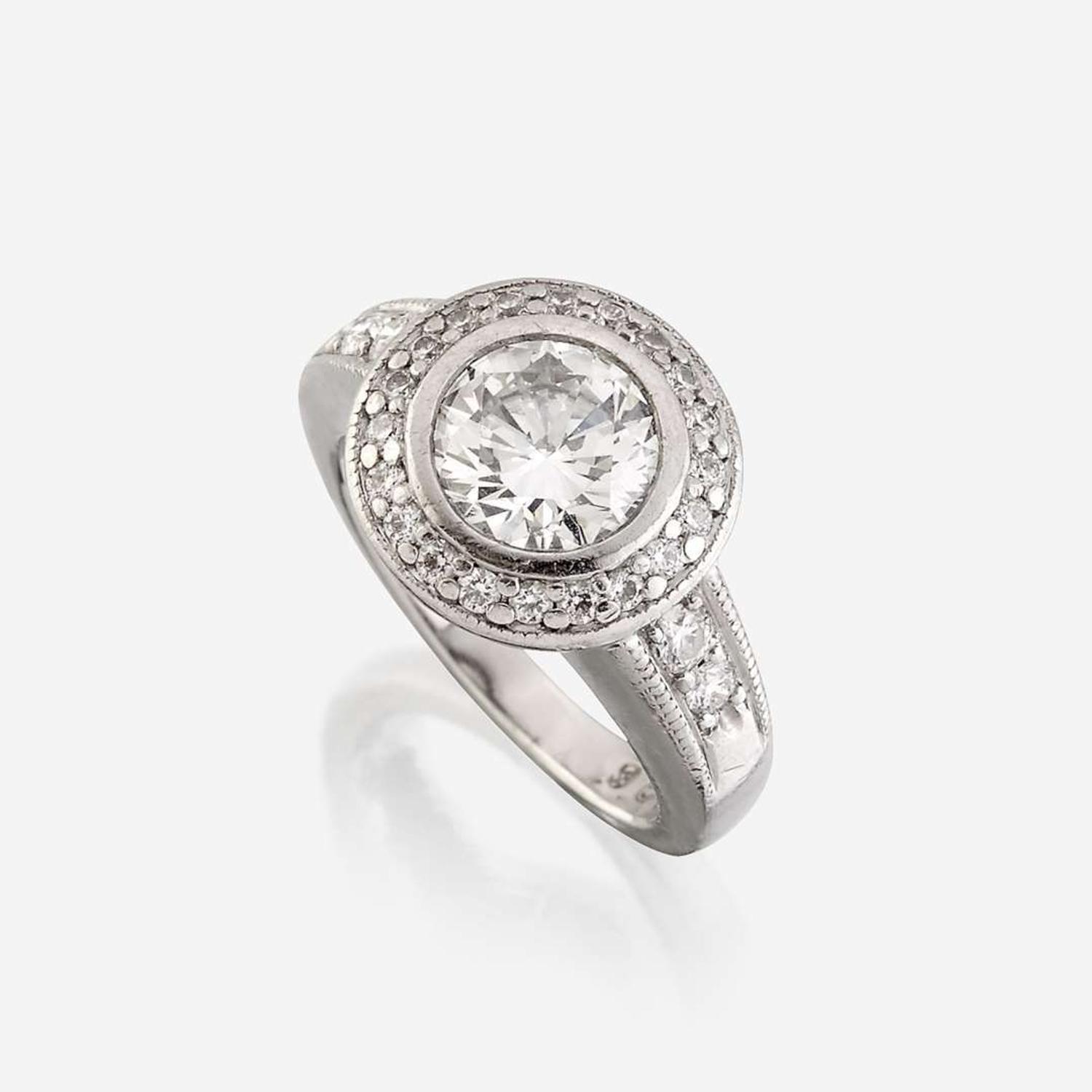 A diamond and platinum ring