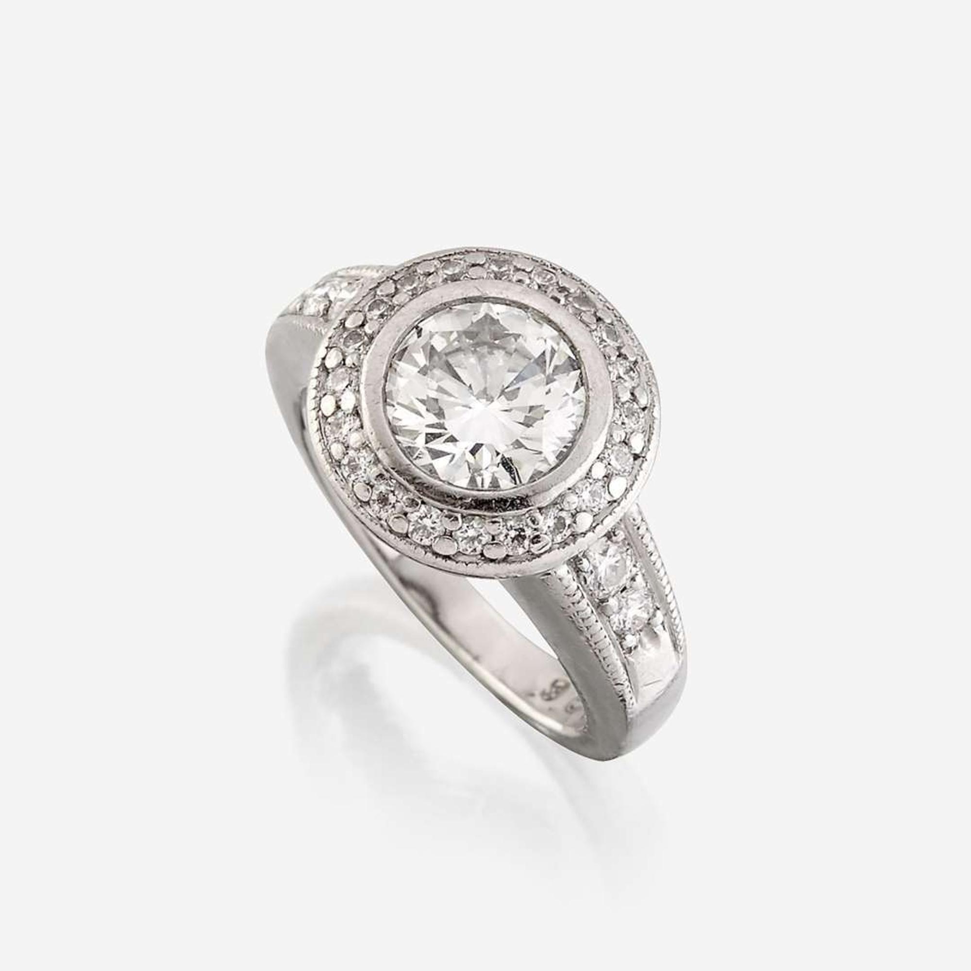 A diamond and platinum ring