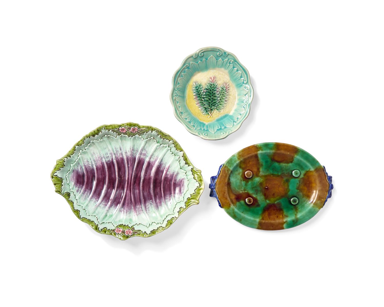 A Collection of Ten Majolica Tablewares