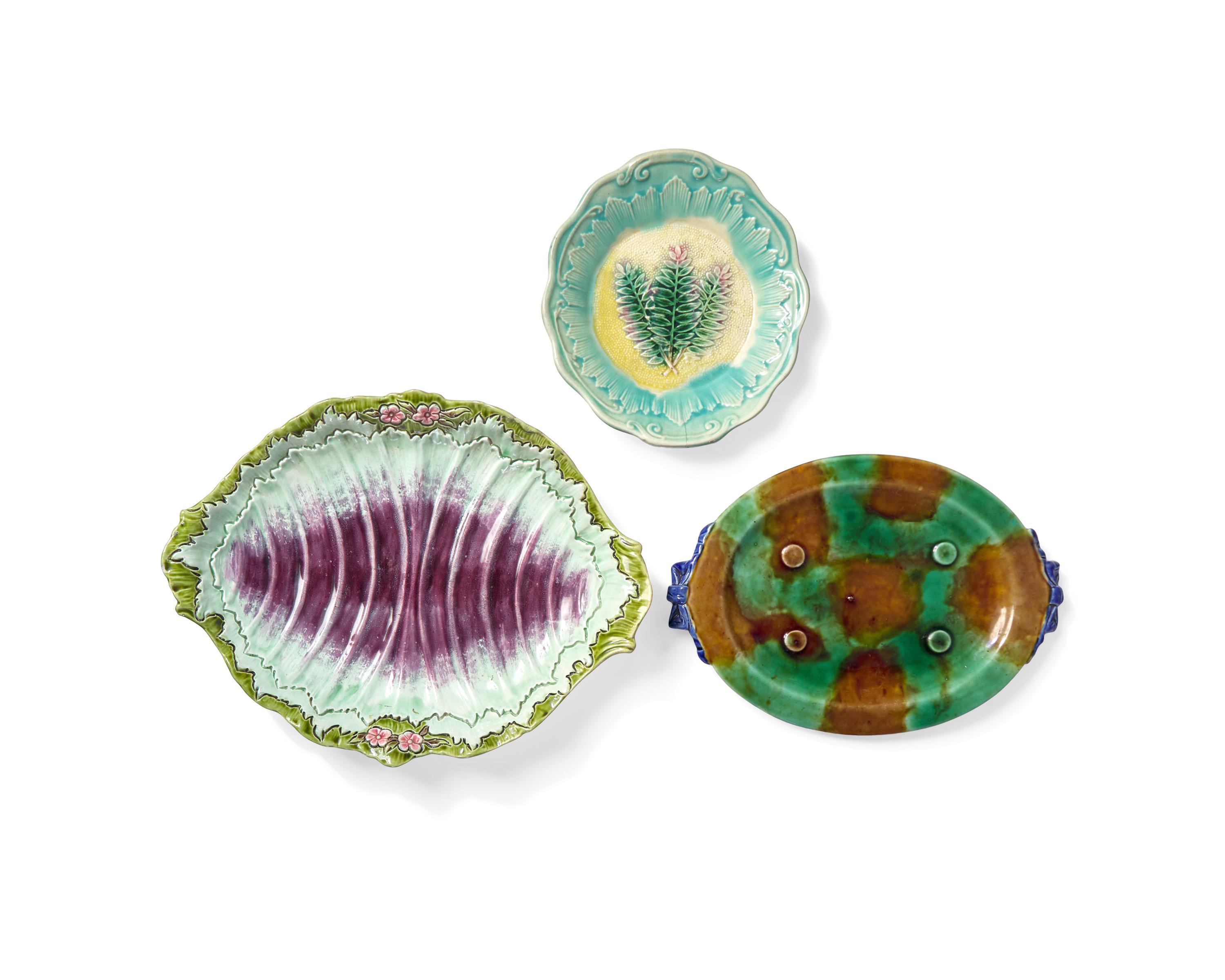 A Collection of Ten Majolica Tablewares