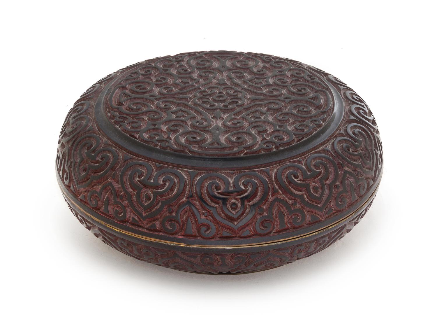A Tixi Lacquer Box and Cover Diameter 12 inches.