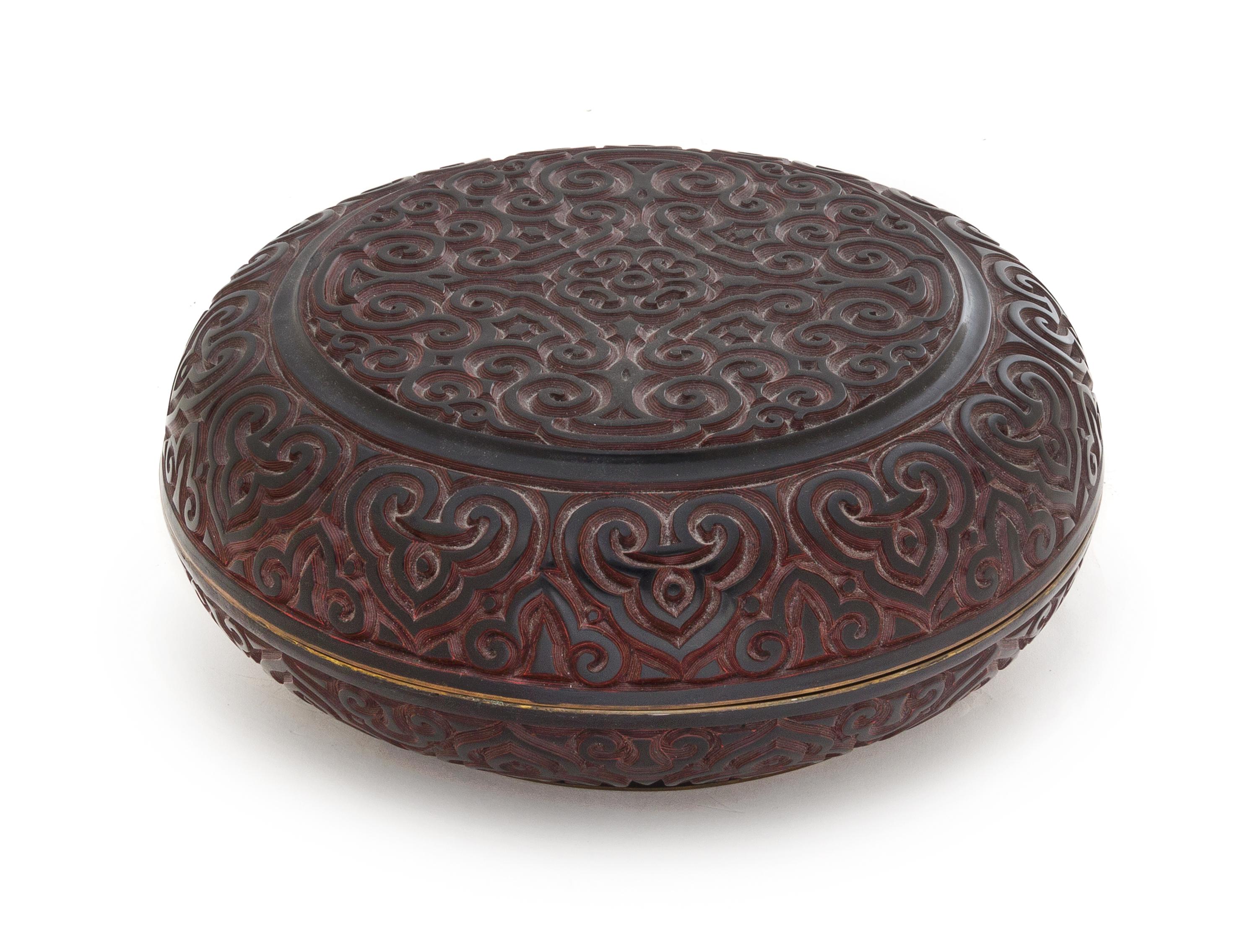 A Tixi Lacquer Box and Cover Diameter 12 inches.