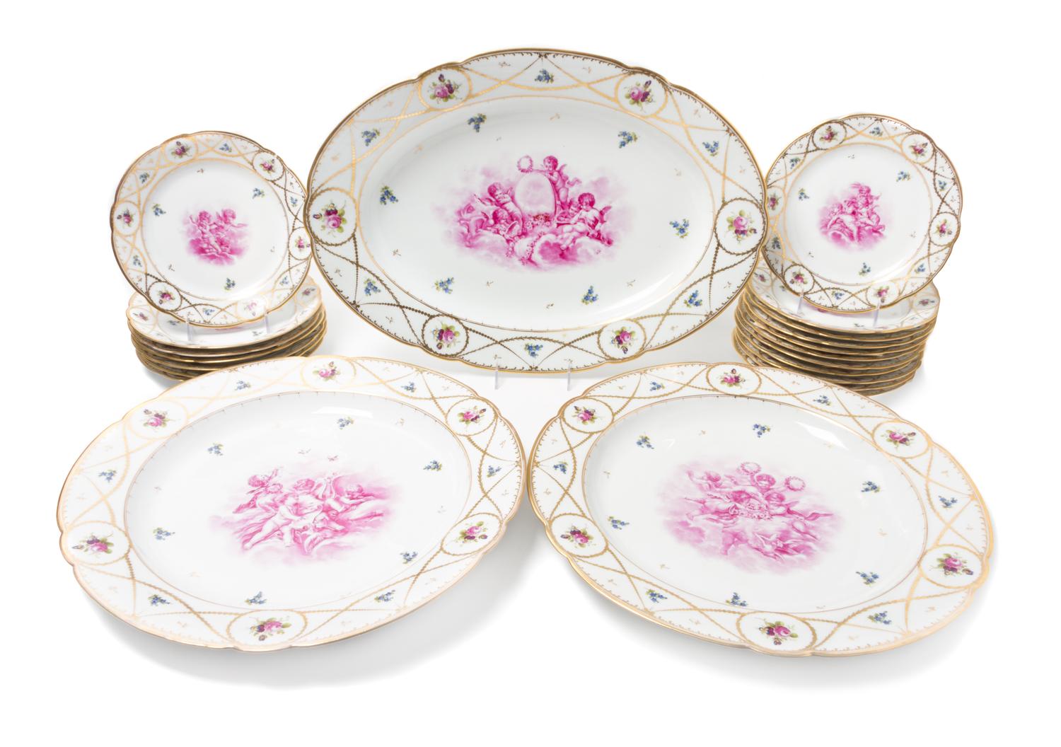 A Continental Porcelain Table Service Diameter of circular platters 18 1/2 inches.