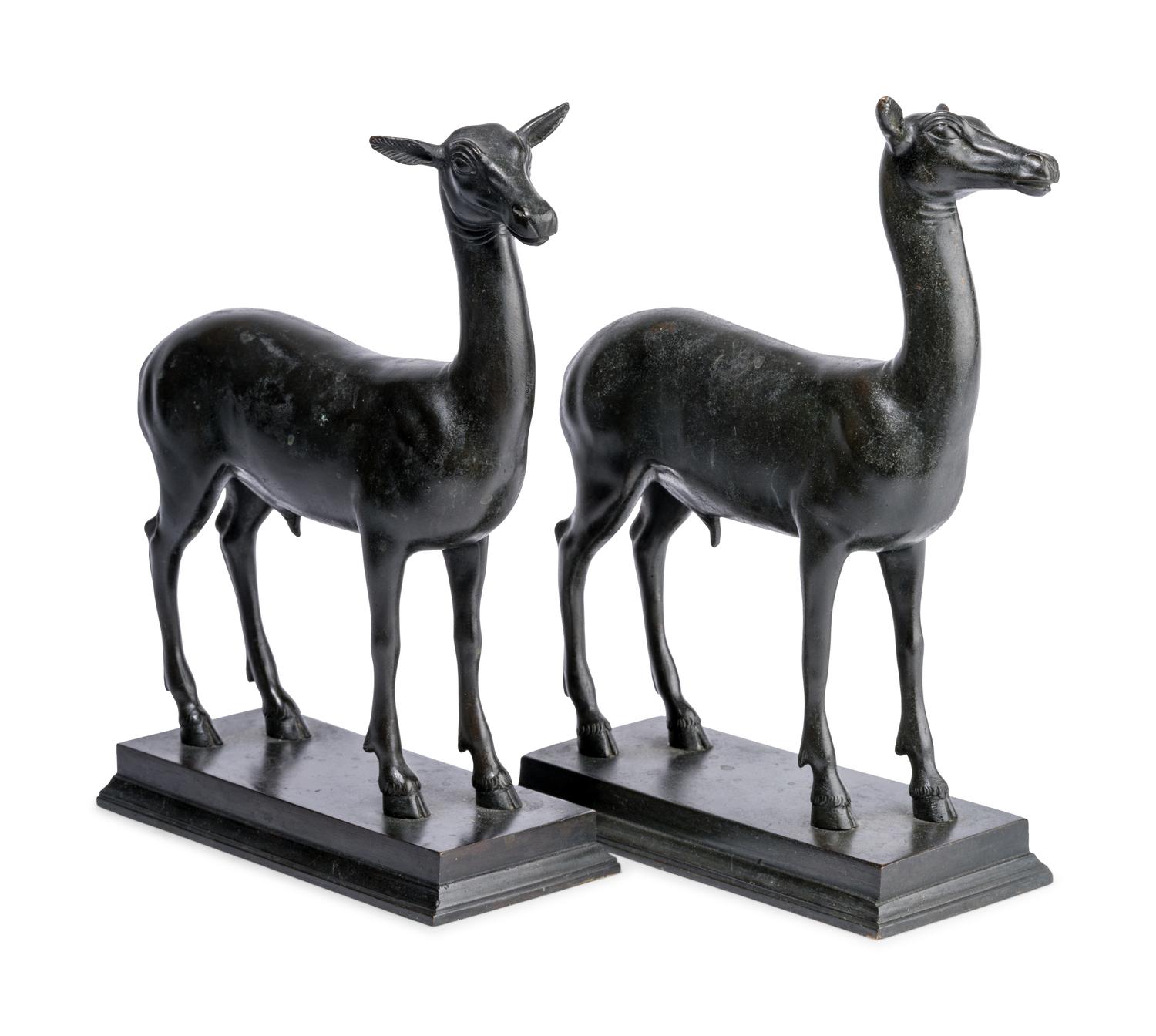A Pair of Continental Bronze Figures of Deer