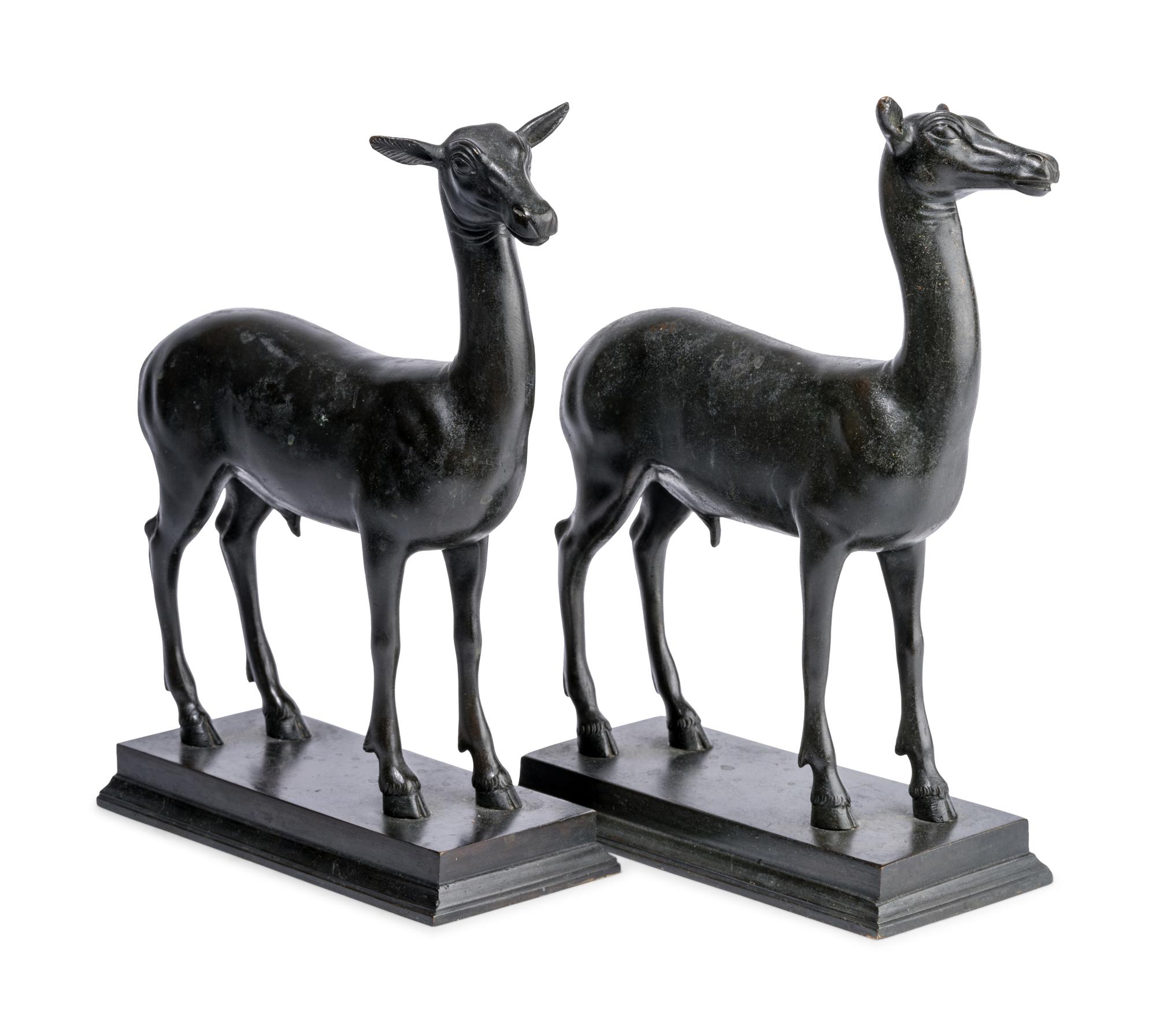 A Pair of Continental Bronze Figures of Deer