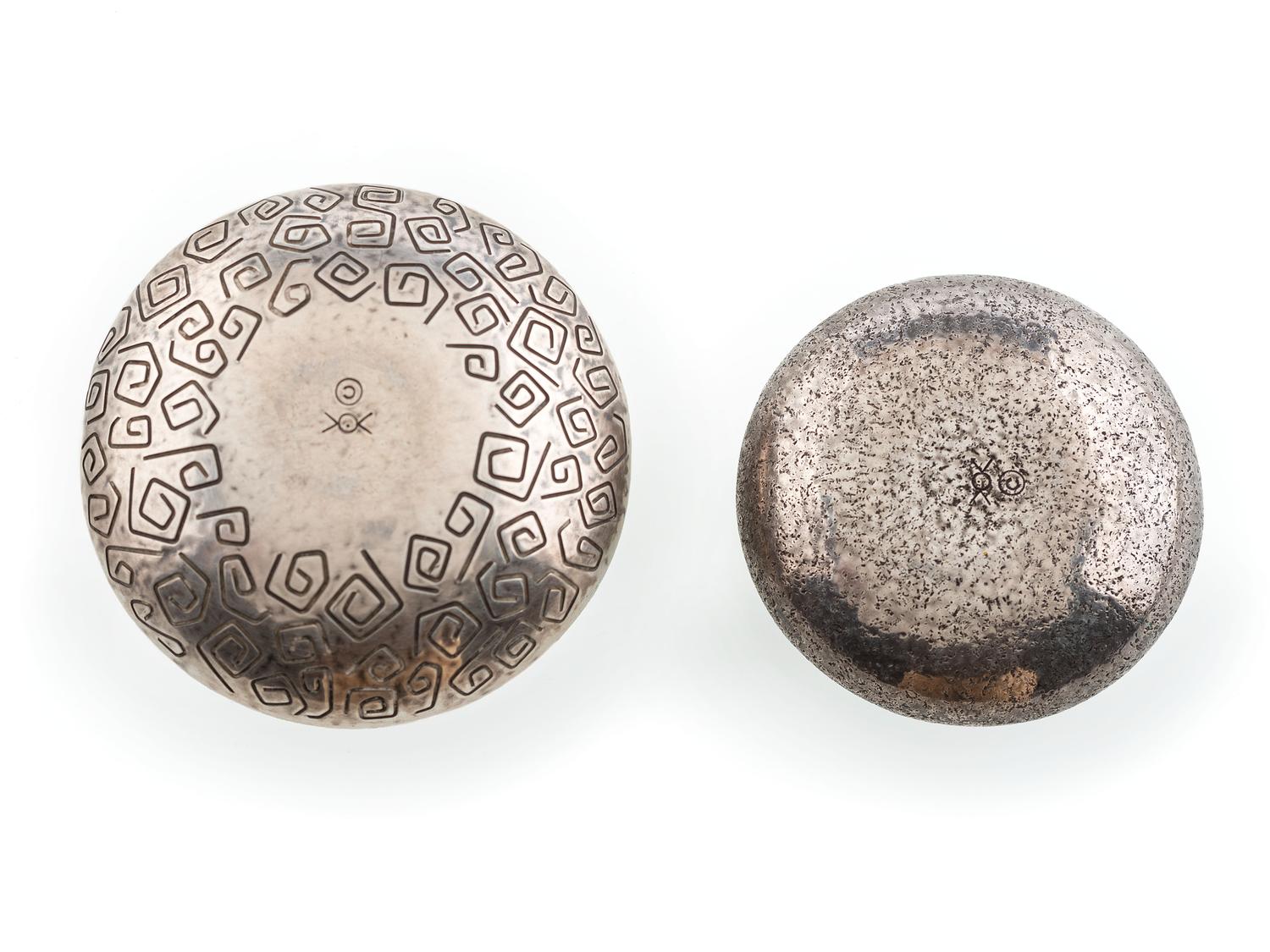 Lidded Silver Seed Jars